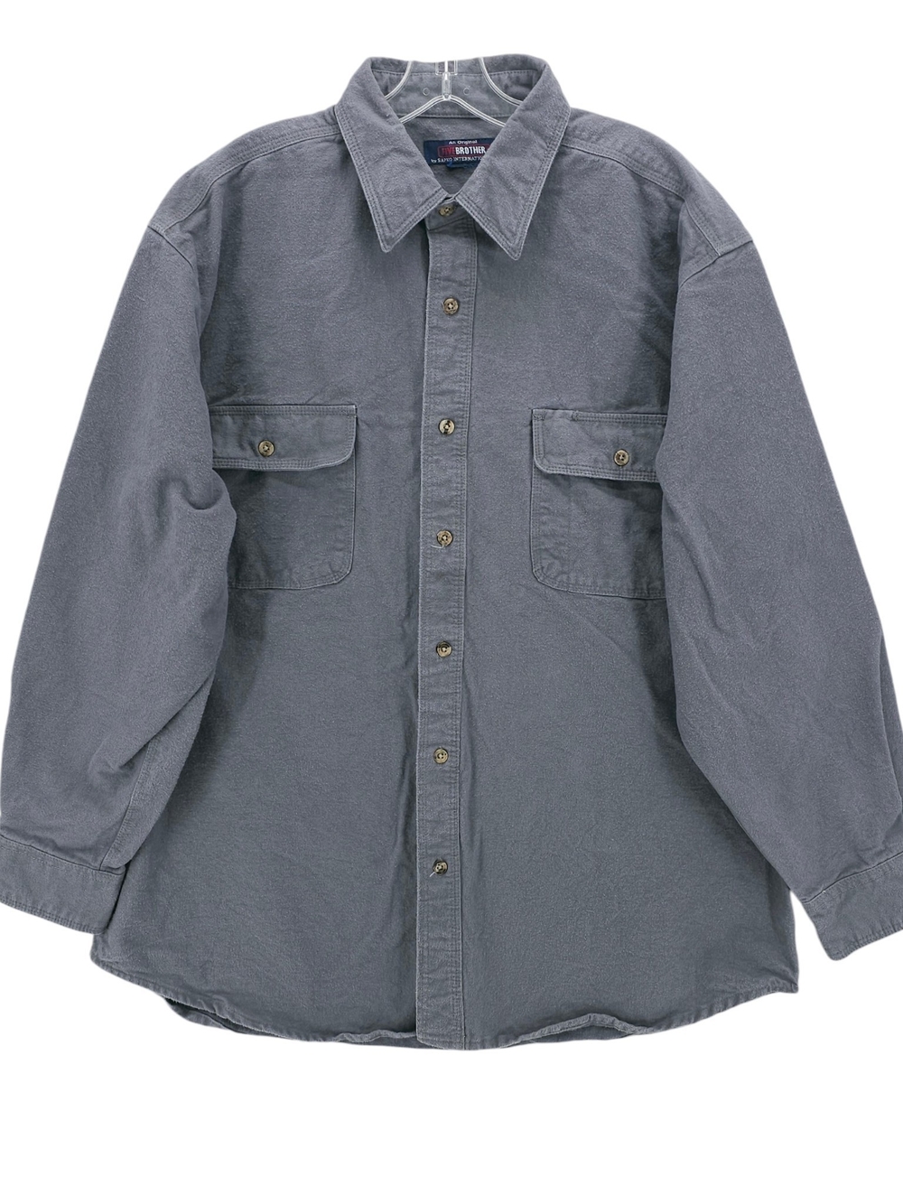 FIVE BROTHER Gray Button Front Shirt Flannel Chamois Fabric Estimated Size XL